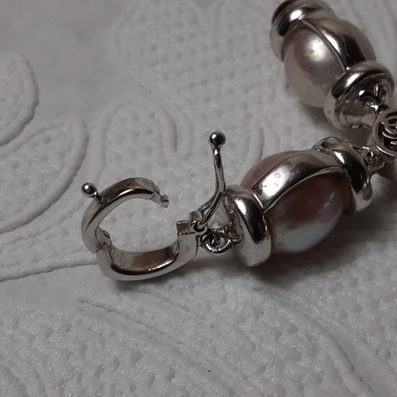 925 Genuine Pearls with Garnet Cabochons end Caps. - Picture 10 of 14